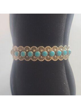 Classic Navajo bracelet, Bell Trading Post, nickel silver (stamped) C.1940
